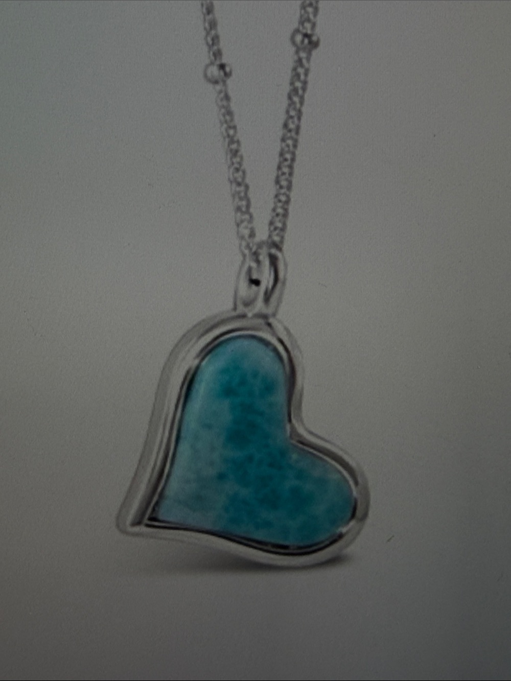 tilted heart necklace Larimar